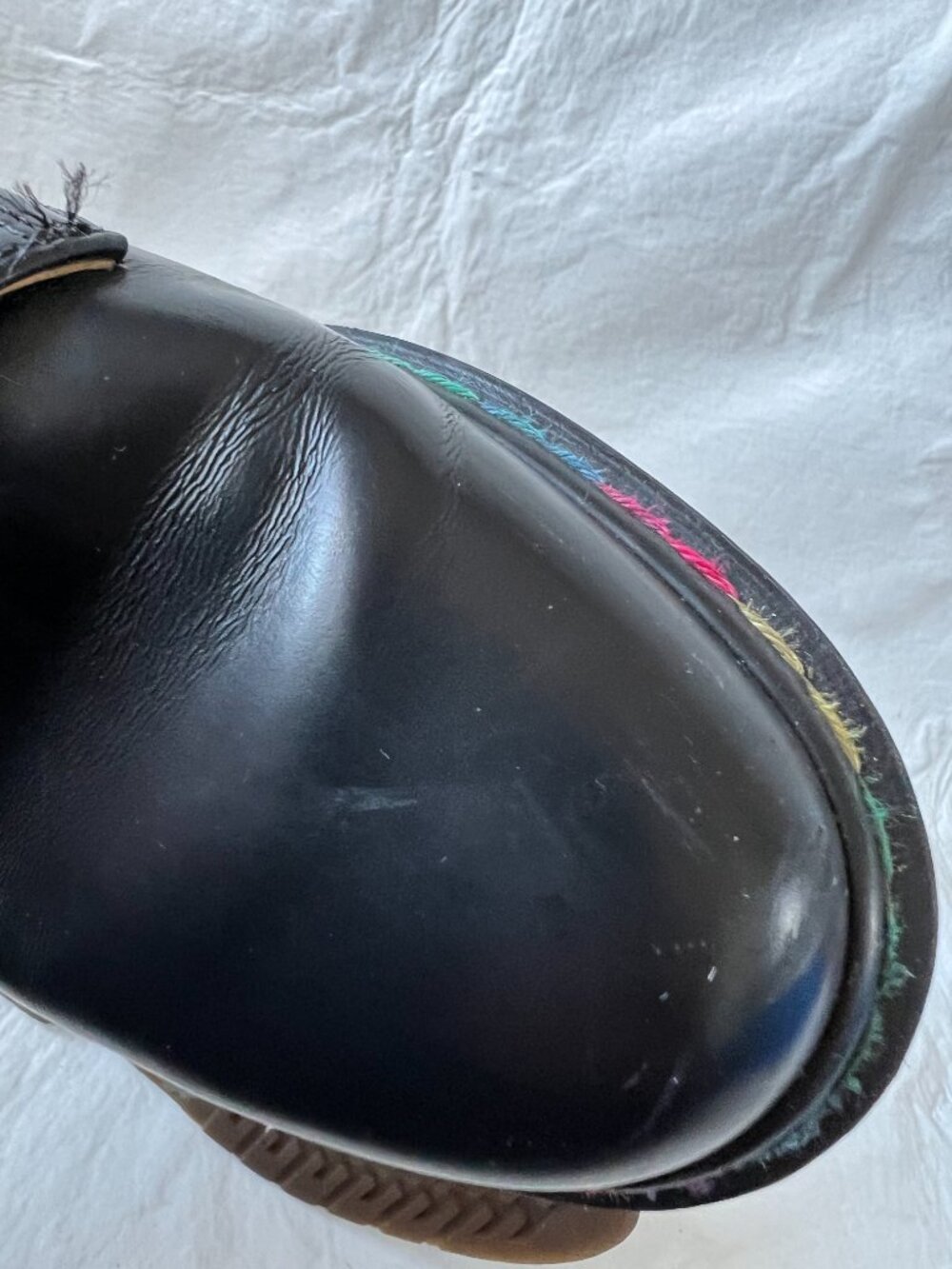 Dr Martens shoes 1461 oxfords UK 5 US 7 black leather double stitched rainbow - Picture 9 of 15